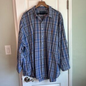 Men’s Ralph Lauren 3X Big 100% 2-ply cotton, long sleeve button-down plaid shirt